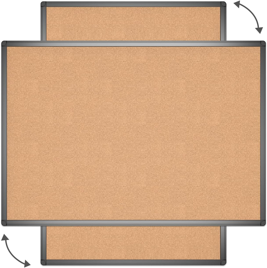 VIZ-PRO Tablero de anuncios de corcho, 36 x 24 pulgadas, tablero de anuncios de corcho con marco de aluminio negro