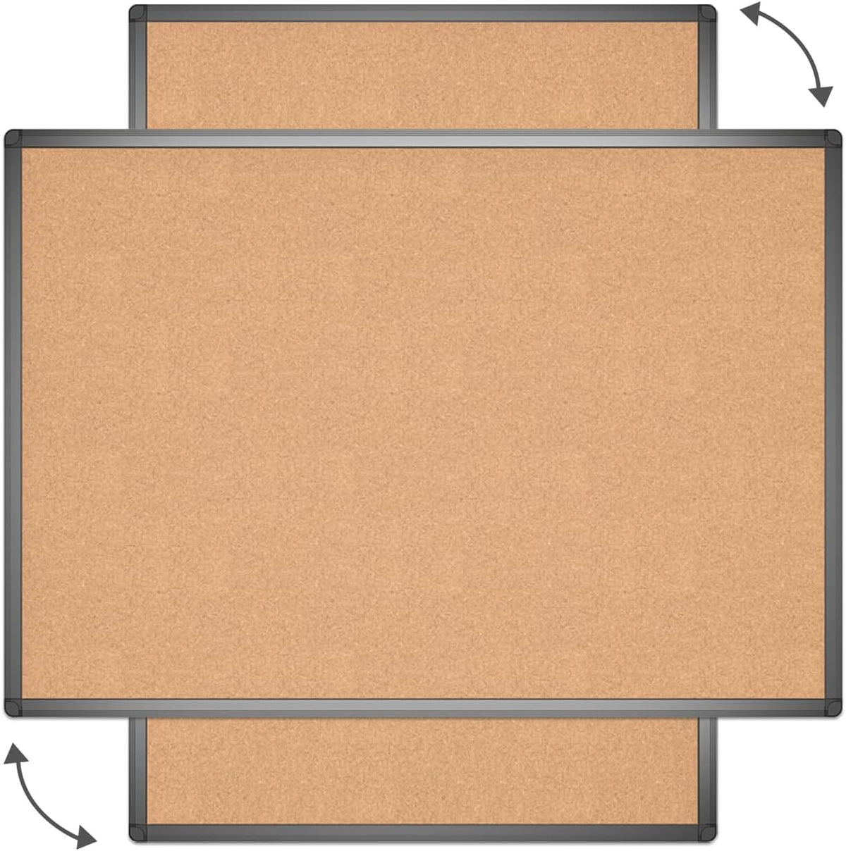 VIZ-PRO Tablero de anuncios de corcho, 36 x 24 pulgadas, tablero de anuncios de corcho con marco de aluminio negro