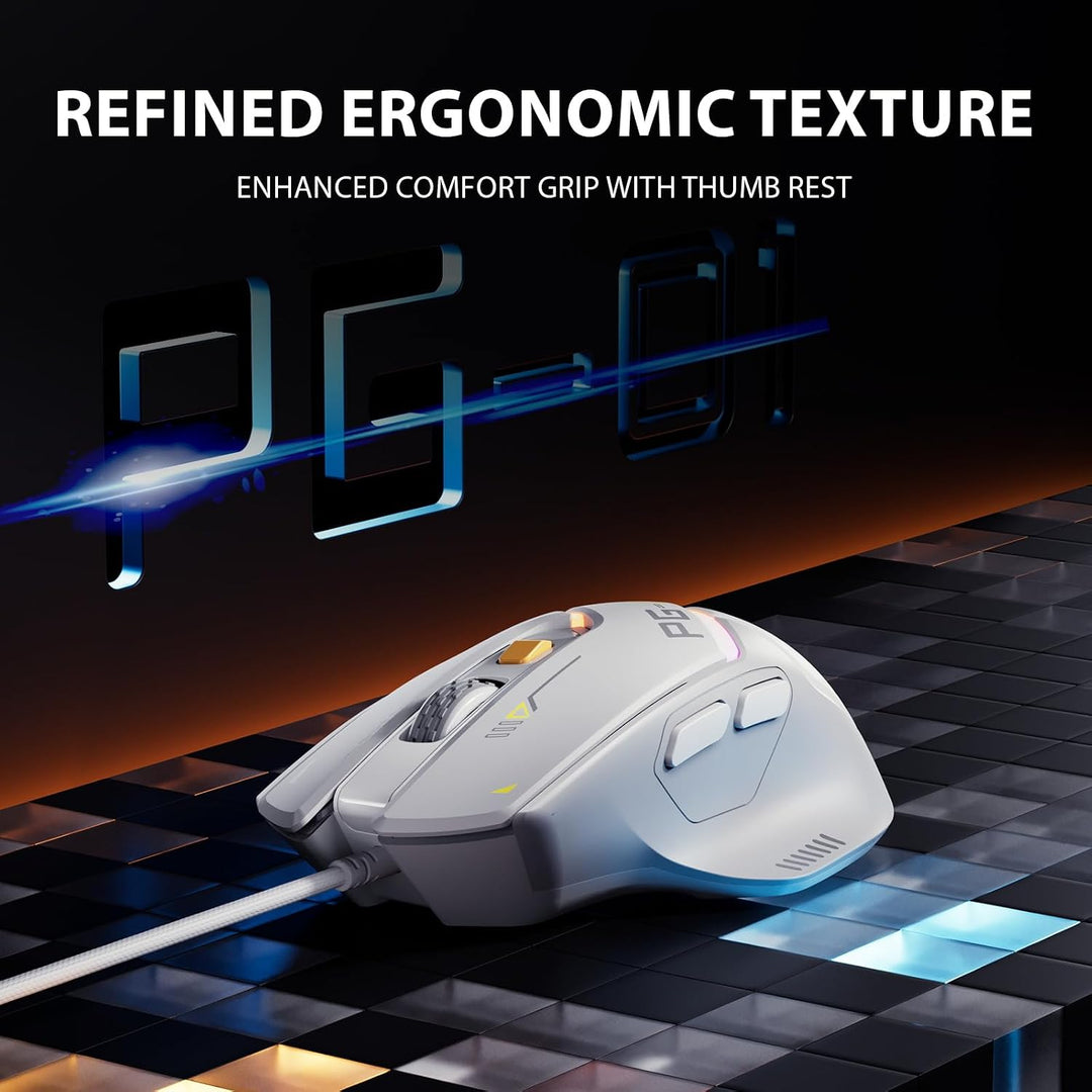 INPHIC PG1 - Mouse ergonómico para juegos de computadora, 12800 DPI...