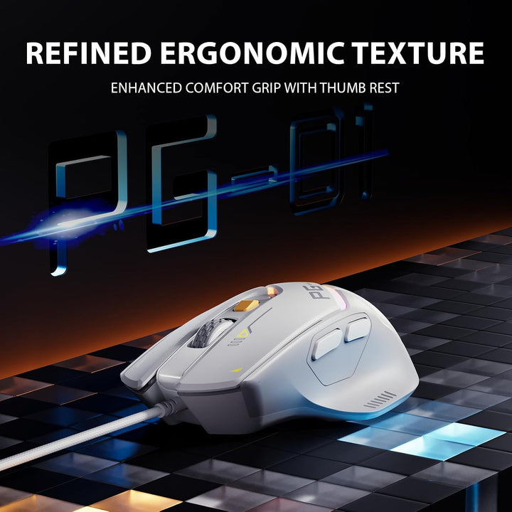 INPHIC PG1 - Mouse ergonómico para juegos de computadora, 12800 DPI...