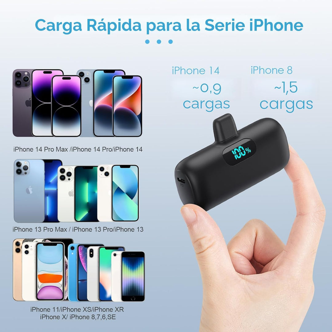Cargador portátil pequeño para iPhone de 5000 mAh, cargador de bate...