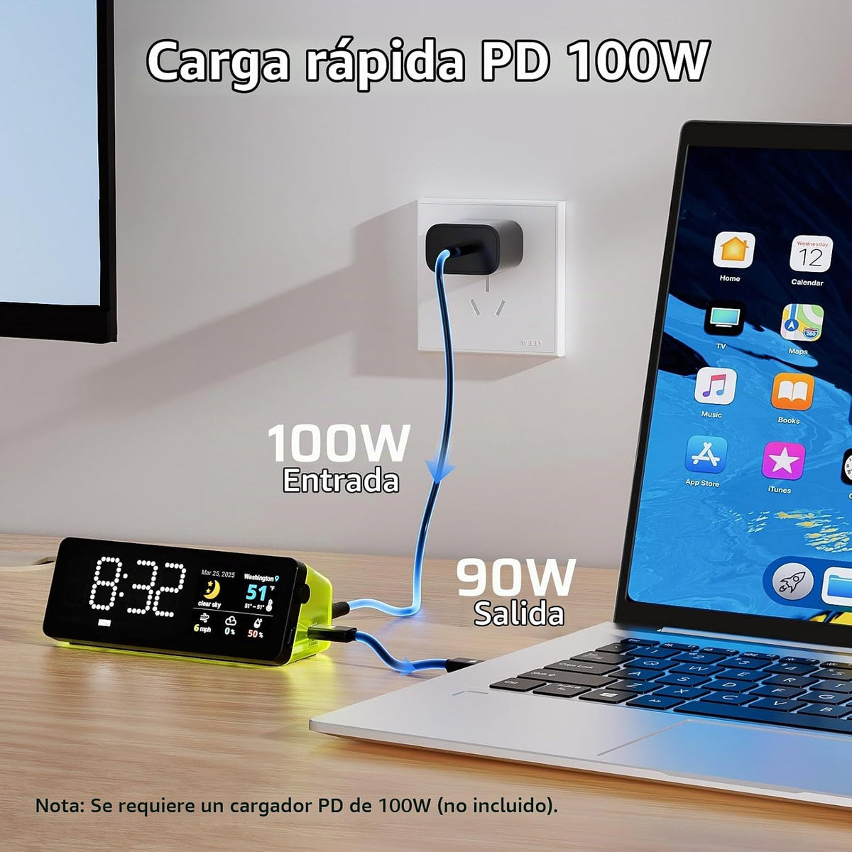 LTC Estación de acoplamiento para portátil, concentrador USB C 7 en 1 con pantalla, múltiples aplicaciones integradas, adaptador multipuerto con HDMI 4K a 60Hz, entrega de energía de 90 W, puertos de datos USBC y USBA, dongle para MacBook, Dell y más