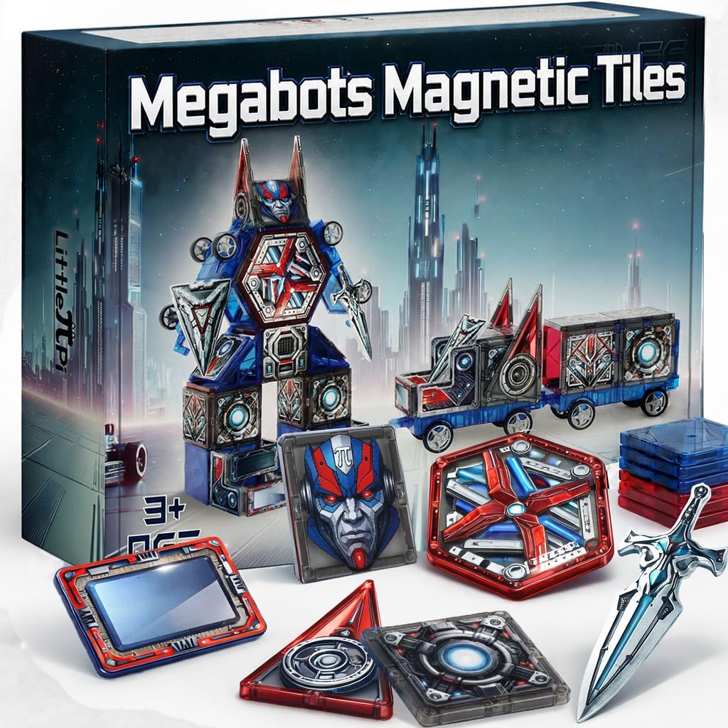Little Pi Transformer Toys MegaBots - Azulejos magnéticos, robot