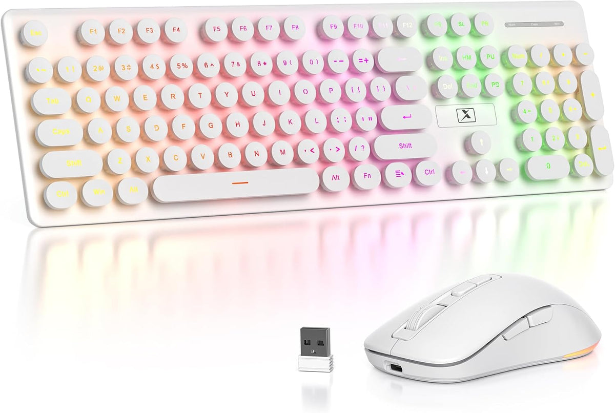 Vumilstek Teclado y mouse inalámbricos retroiluminados, máquina de...
