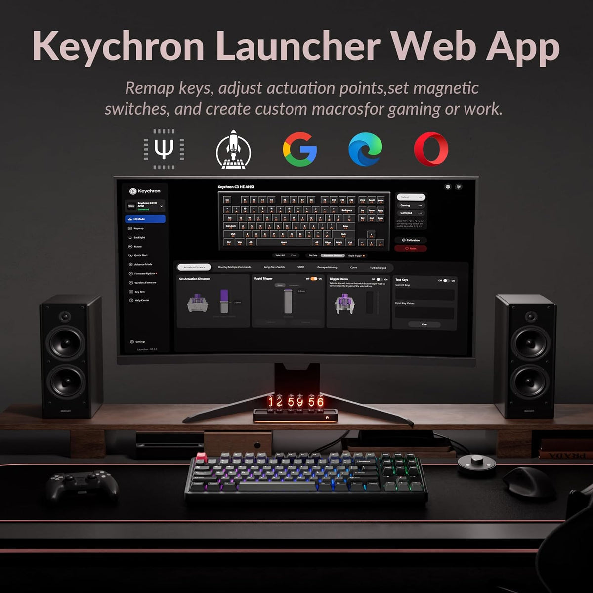 Keychron Teclado mecánico con cable C3 HE TKL (80% de diseño), inte...
