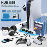 PS5\/Slim\/Pro Stand and Cooling Station with LED Controller Chargi...