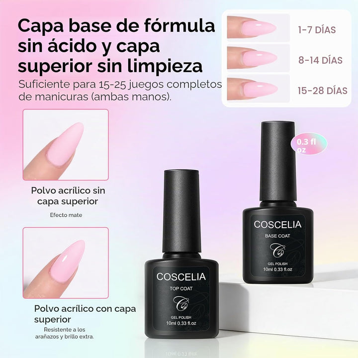 Coscelia Kit de uñas acrílicas para principiantes con todo, 24 colo...