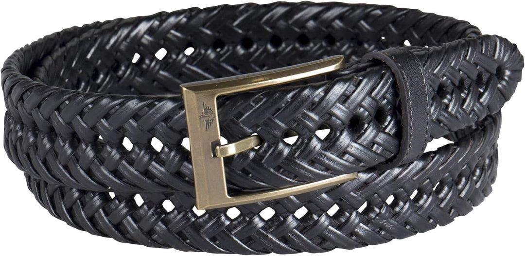 DOCKERS Cinturón de cuero trenzado para hombre, correa casual total...