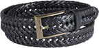 DOCKERS Cinturón de cuero trenzado para hombre, correa casual total...