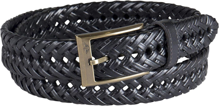 DOCKERS Cinturón de cuero trenzado para hombre, correa casual total...