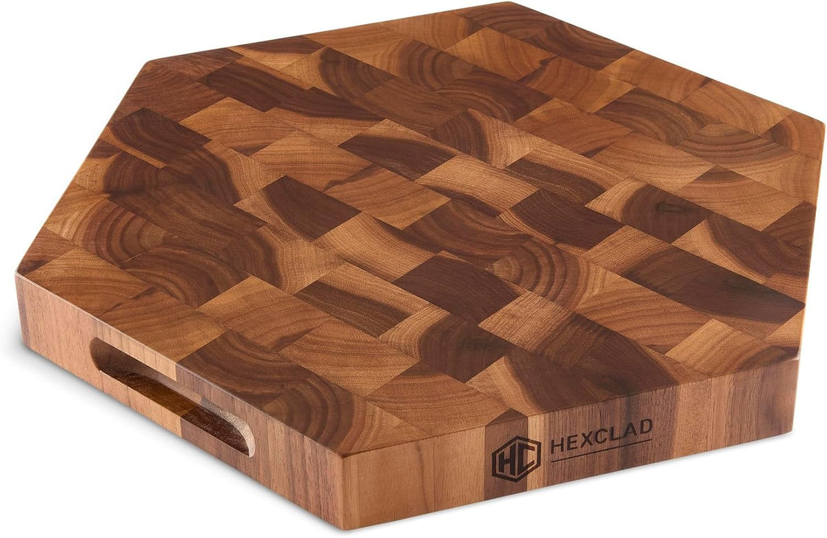 HexClad Tabla de cortar hexagonal de nogal de grano final de 15 pulgadas