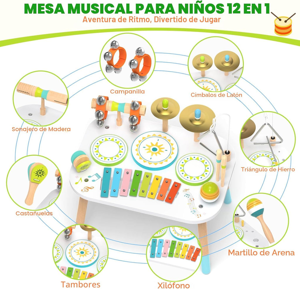 Juego de batería 12 en 1 para niños pequeños de 18 meses en adelante