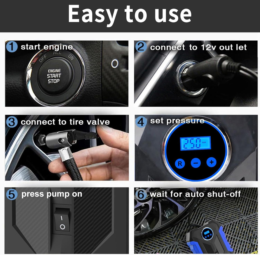 Compresor de aire digital para coche, bomba automática portátil, in...