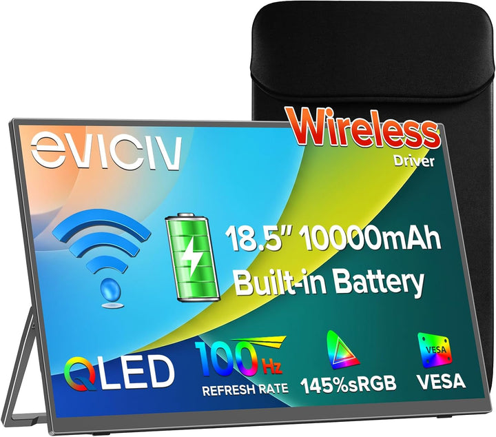 EVICIV Monitor portátil inalámbrico con batería de 10000 mAh, 18.5...