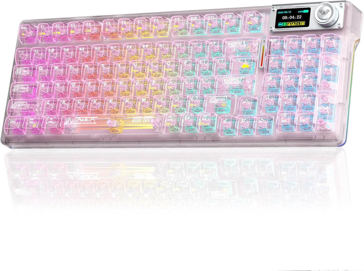AULA F98 Pro V3 Teclado mecánico inalámbrico con pantalla y perilla...