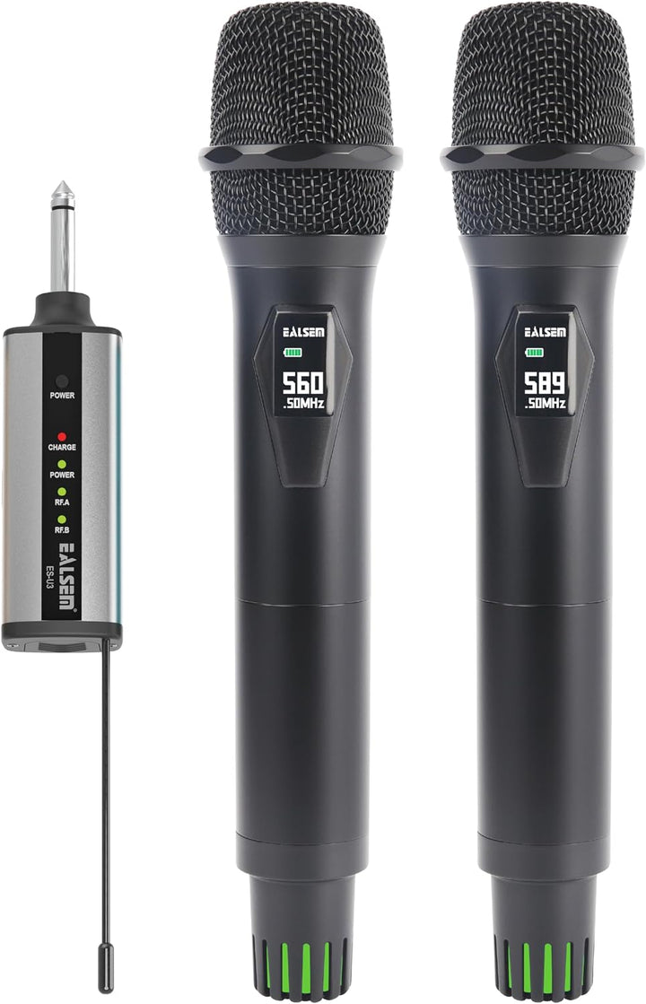 ealsem U3 UHF Sistema de micrófono inalámbrico de doble canal para...