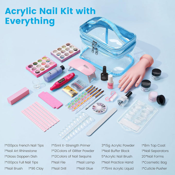Kit de uñas para principiantes con todo: juego de líquidos en polvo...
