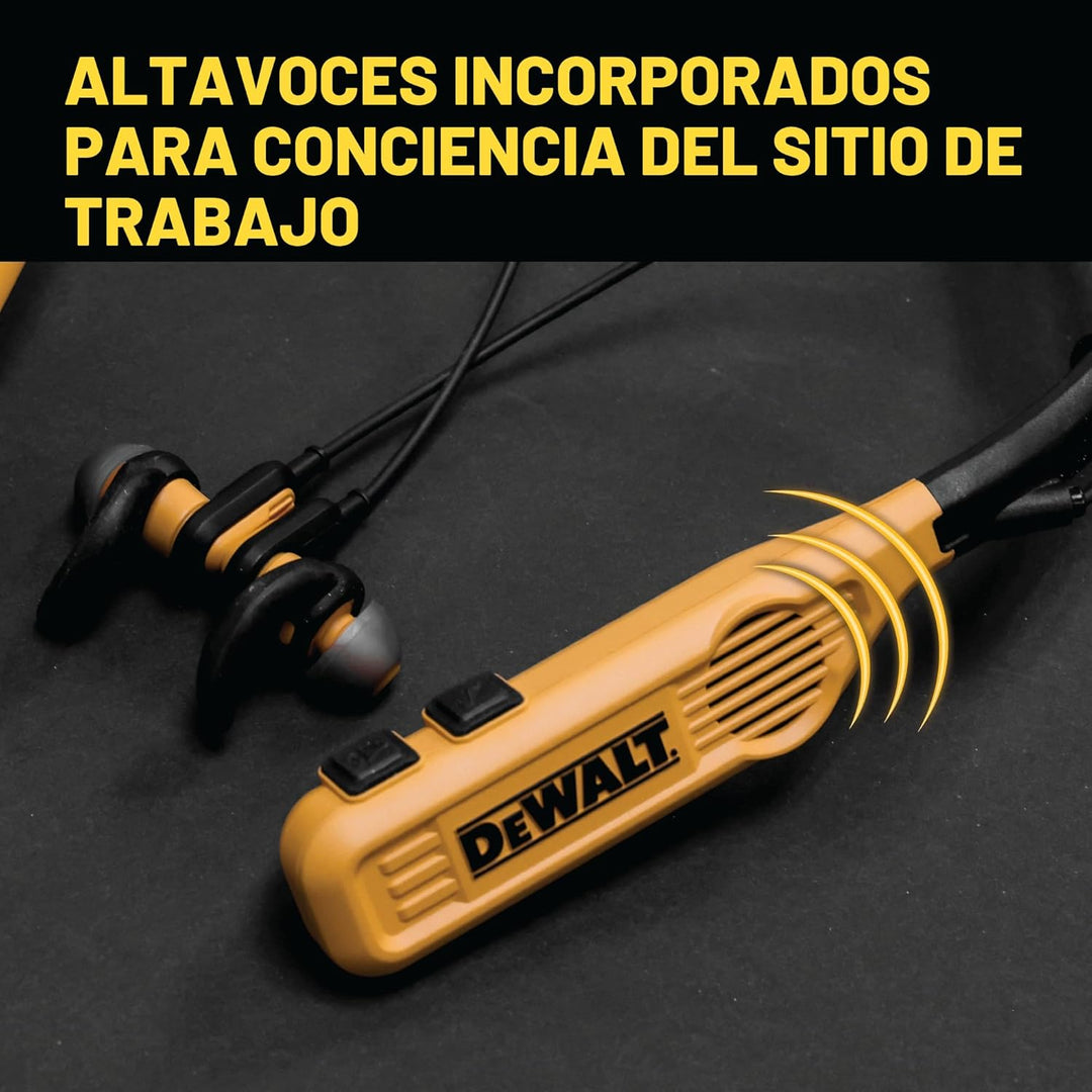 DEWALT Auriculares de cuello Bluetooth 2-en-1 de alta resistencia c...