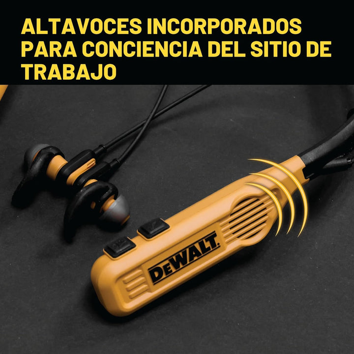 DEWALT Auriculares de cuello Bluetooth 2-en-1 de alta resistencia c...