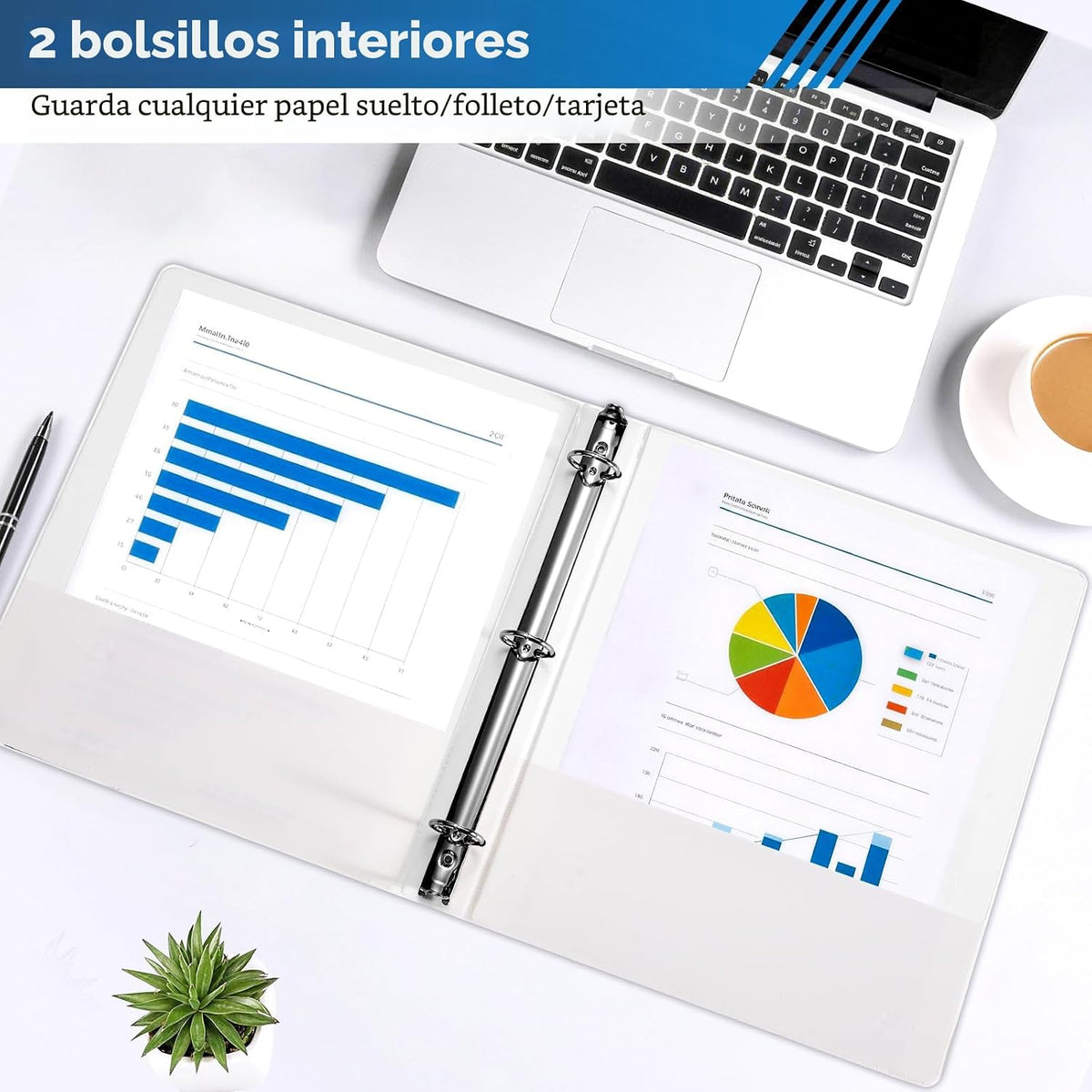 SUIN Carpeta de 3 anillos de 1 pulgada con 2 bolsillos, carpetas transparentes personalizables para letras de EE. UU. de 8.5 x 11 pulgadas, sin PVC, carpeta de 1 pulgada para oficina, hogar y escuela, color blanco, paquete de 6