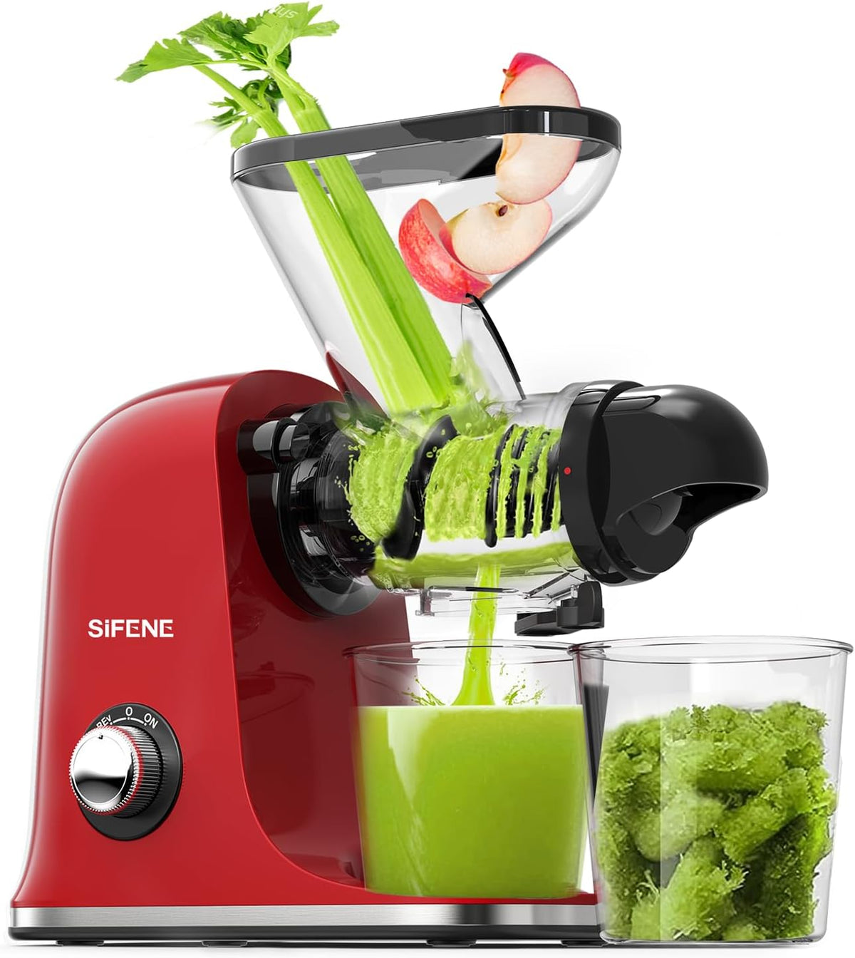 SIFENE Mini exprimidor de masticación lenta, canal de alimentación doble