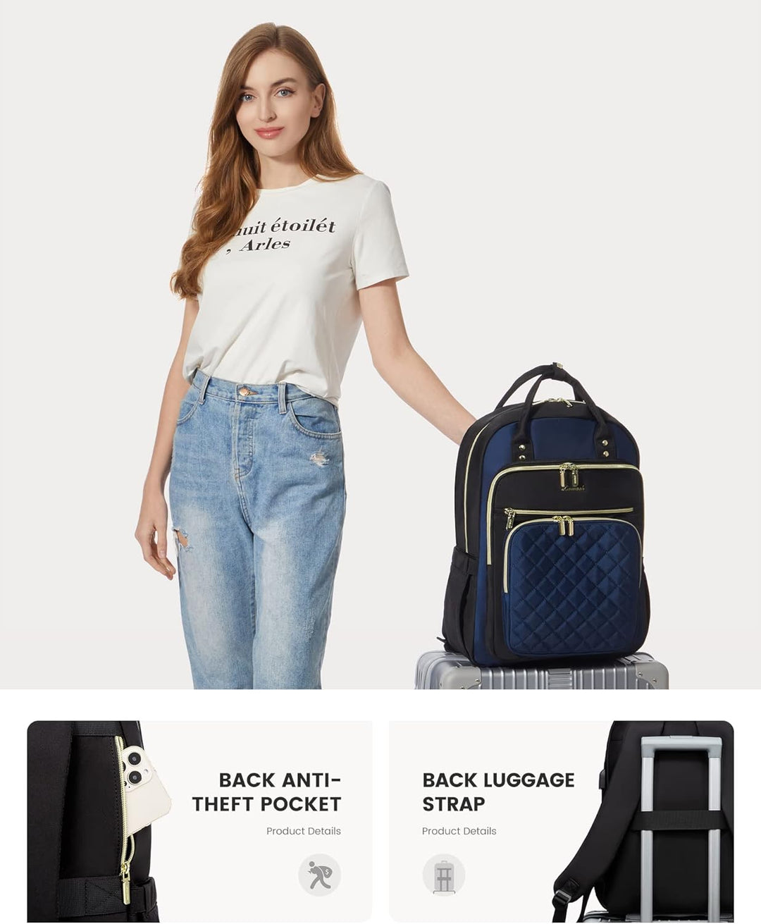 LOVEVOOK Mochila para computadora portátil para mujer, mochila para...