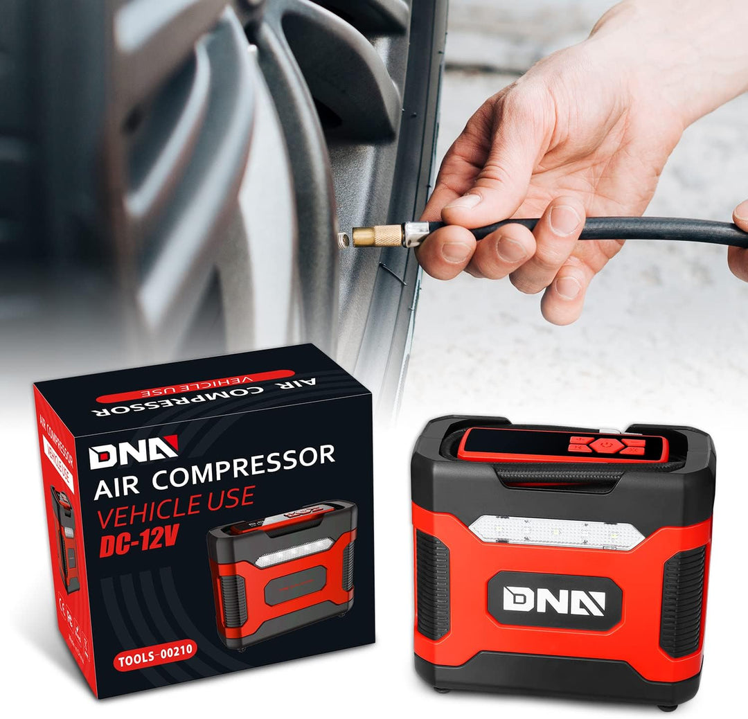 DNA Motoring TOOLS-00210 Inflador de neumáticos digital rojo de 12V...
