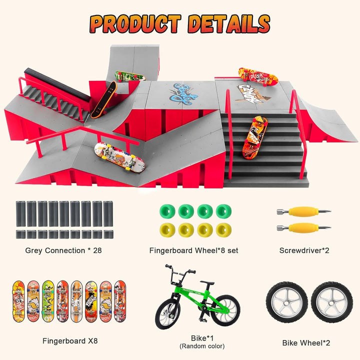 RNGODO Finger Skateboard Park Kits, juego de rampa de patineta de d...