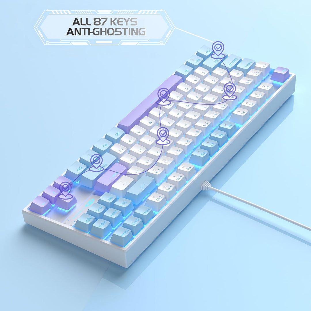 MageGee Teclado mecánico 75% para juegos, interruptor rojo, retroil...