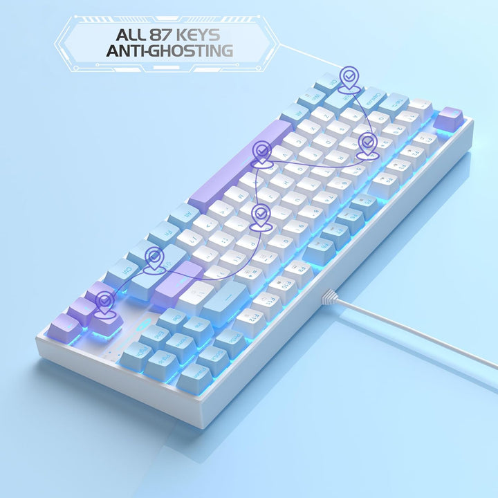 MageGee Teclado mecánico 75% para juegos, interruptor rojo, retroil...