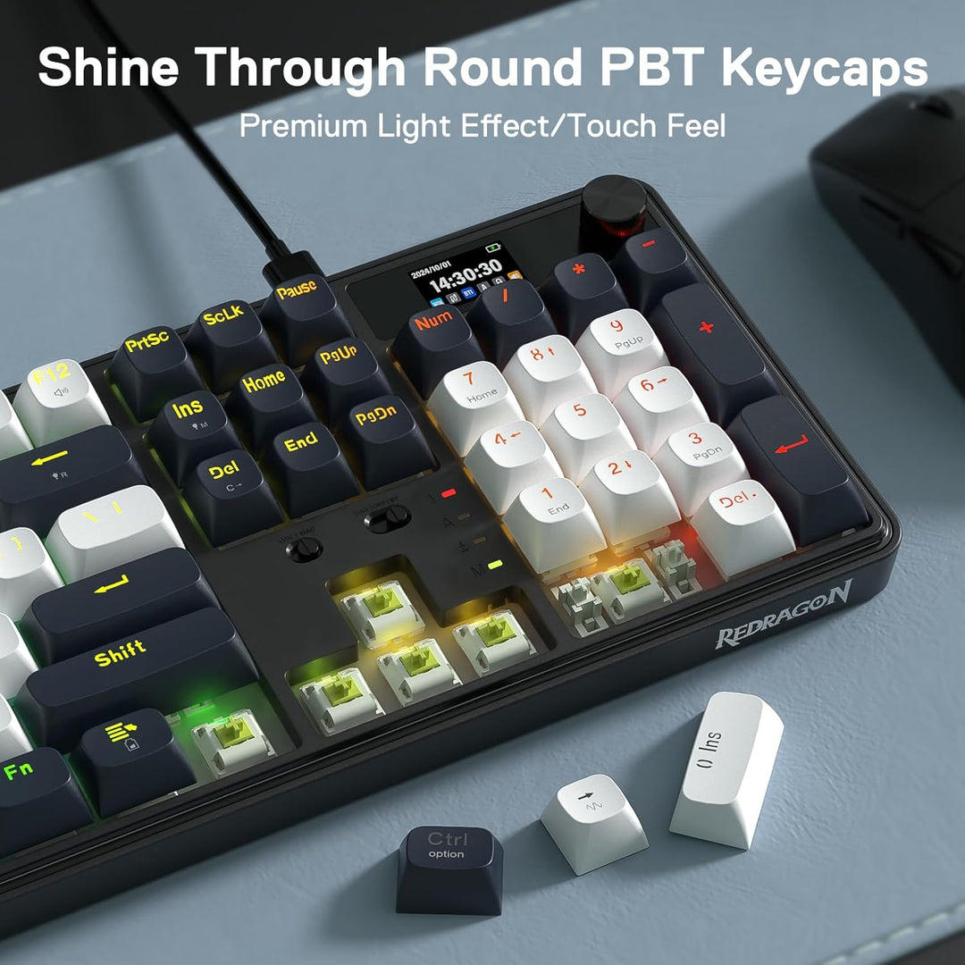 Redragon K761 Teclado inalámbrico para juegos con junta con pantall...