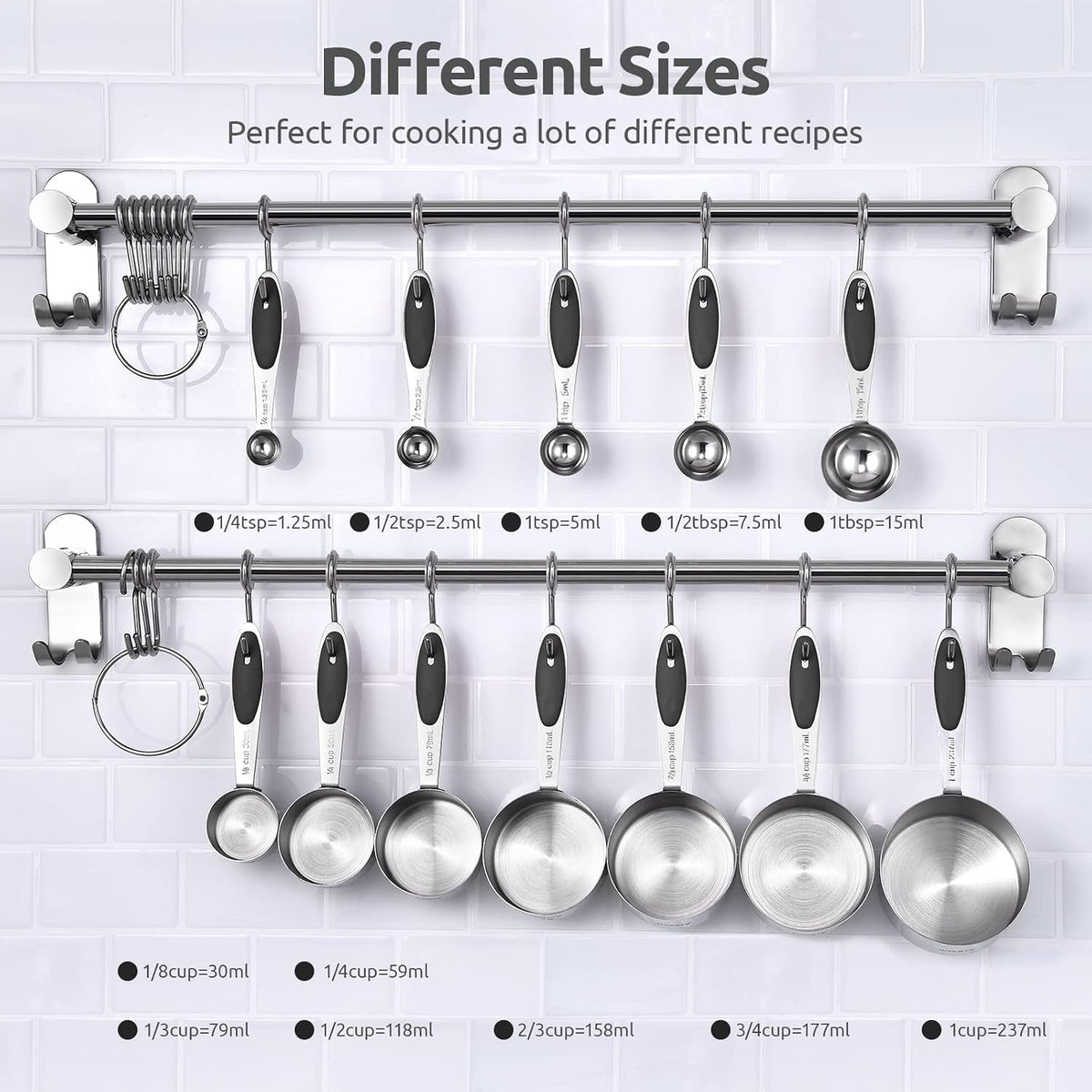 U-Taste Juego de cucharas de tazas medidoras, acero inoxidable 18/8, 12