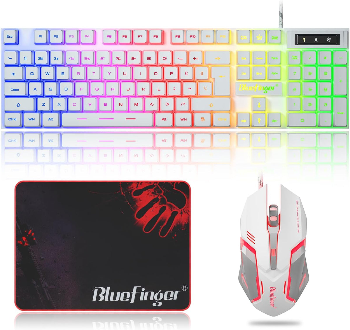 Conjunto de teclado y ratón RGB para juegos BlueFinger con retroilu...