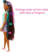 Barbie Muñeca Totally Hair, temática de mariposa con cabello de fan...