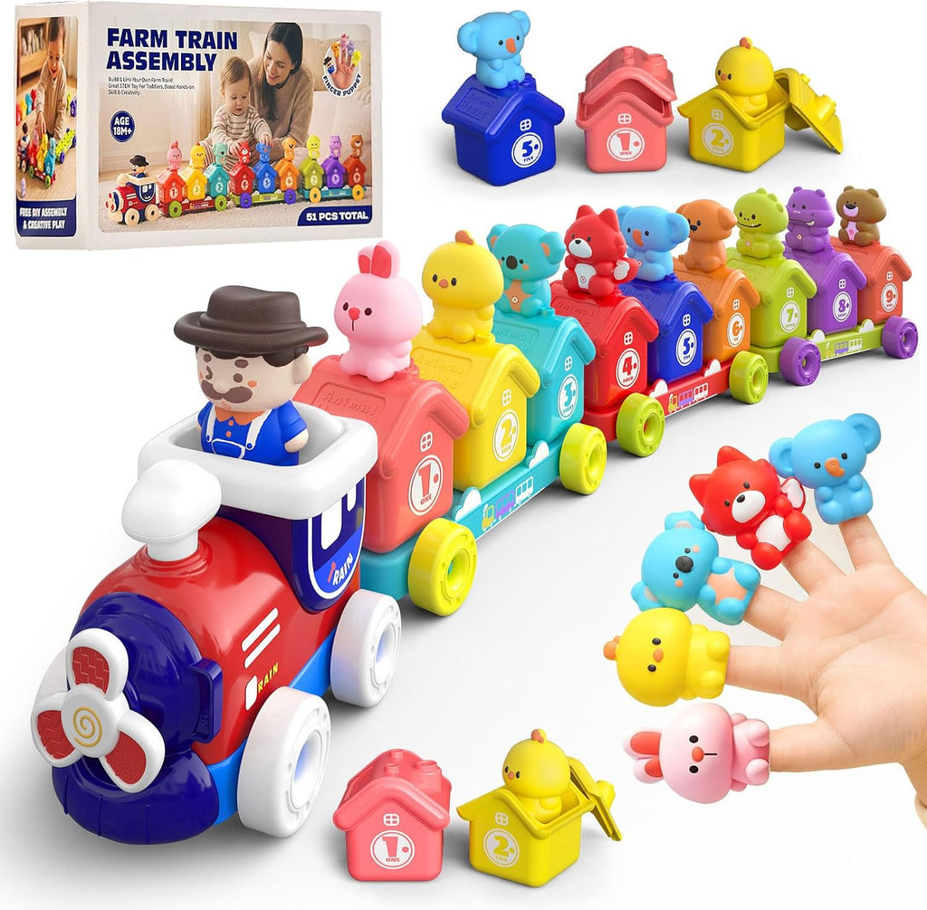 Montessori Toys - Juego de tren de granja, juguetes de aprendizaje