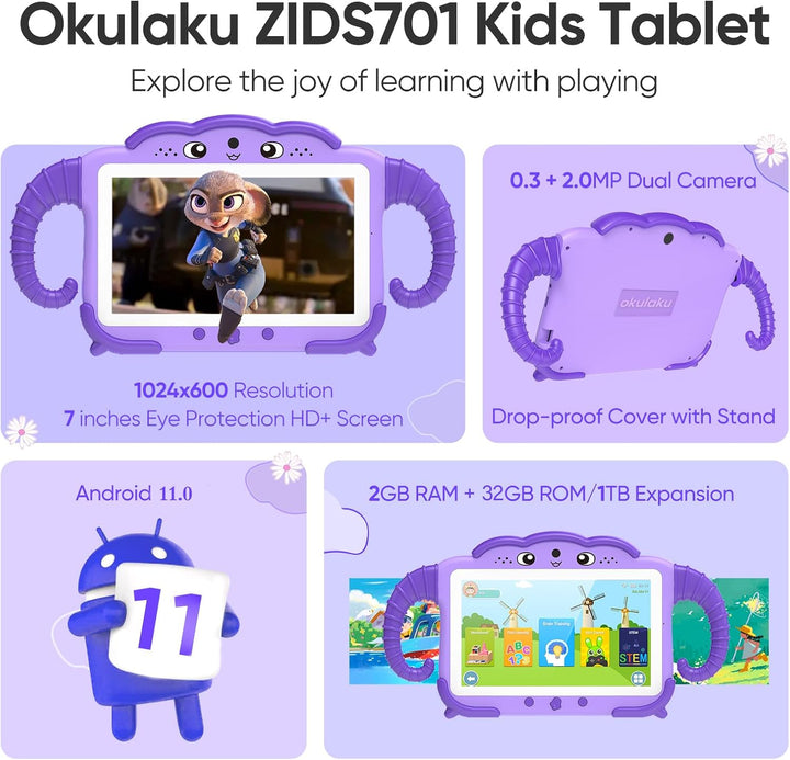 okulaku Tableta para Niños de 7 Pulgadas Tabletas para Niños de 3-7...