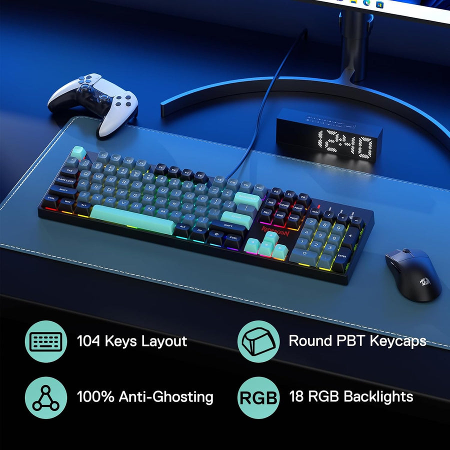 Redragon K582 SE - Teclado para juegos RGB con cable, teclado mecán...