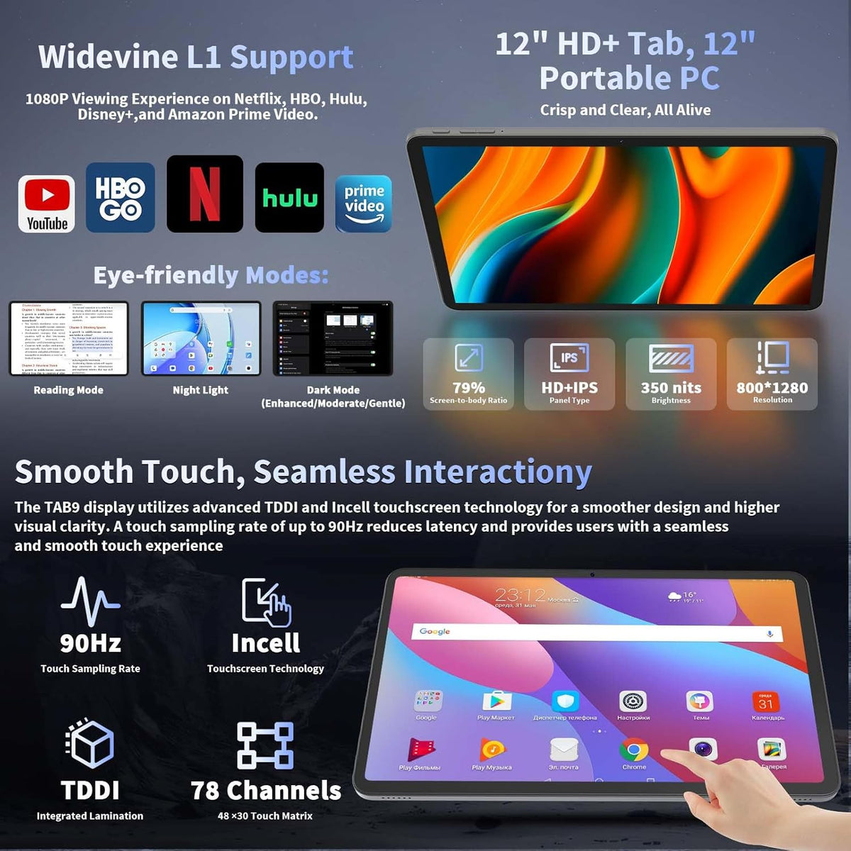Tableta de 12 pulgadas con teclado, tableta Android 16 con Gemini A...