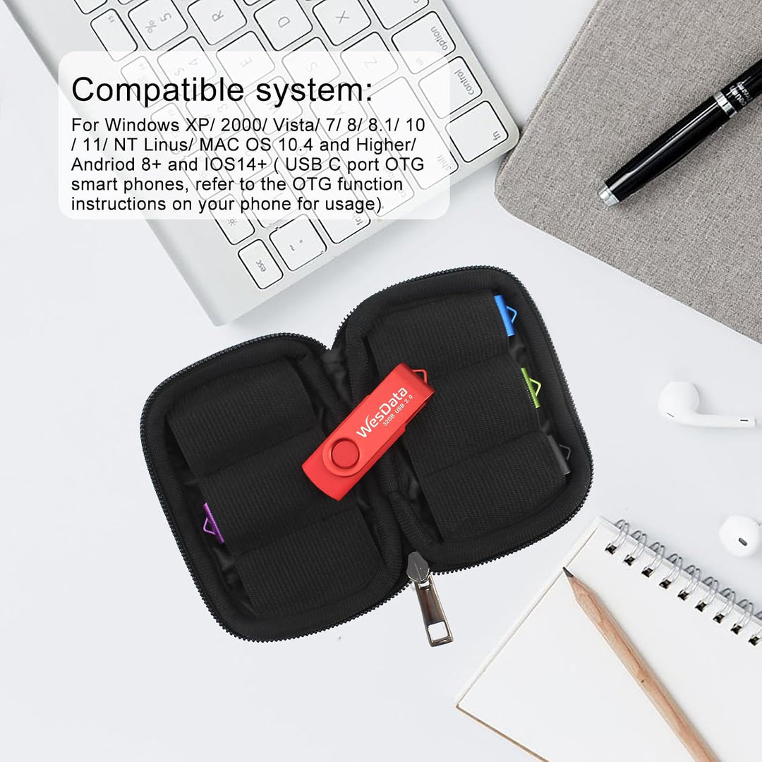 WesData Paquete de 5 unidades flash USB de 64 GB y 2 adaptadores US...