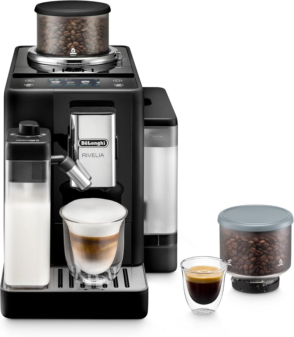 De'Longhi Rivelia - Máquina automática de café expreso, espumador de leche