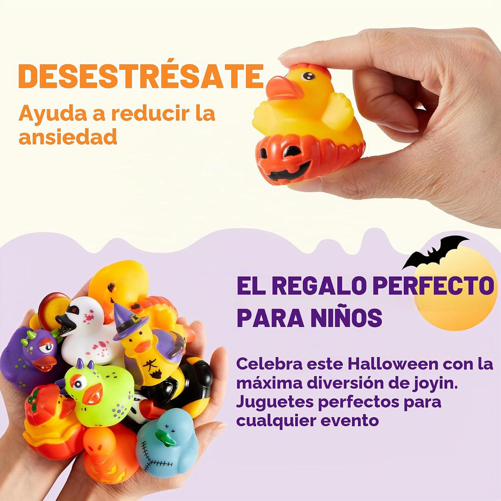 JOYIN 24 piezas de juguetes de baño de patos de Halloween, patos de goma de Halloween a granel para recuerdos de fiesta, mini patitos para bañera de bebé, juguetes para dulce o truco, rellenos de
