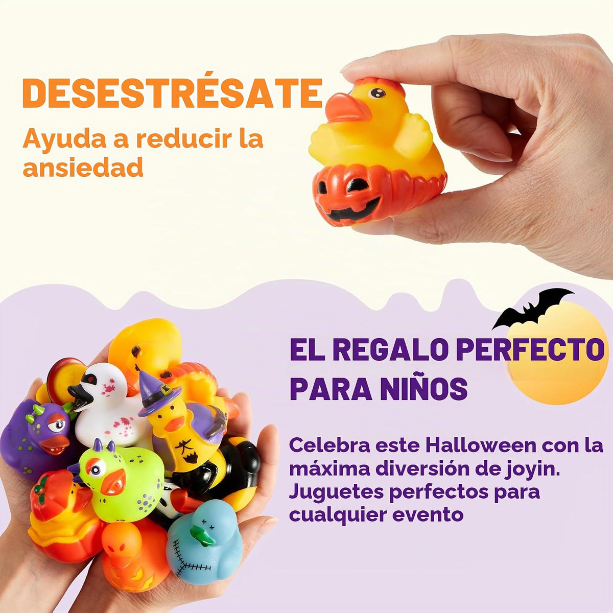 JOYIN 24 piezas de juguetes de baño de patos de Halloween, patos de goma de Halloween a granel para recuerdos de fiesta, mini patitos para bañera de bebé, juguetes para dulce o truco, rellenos de
