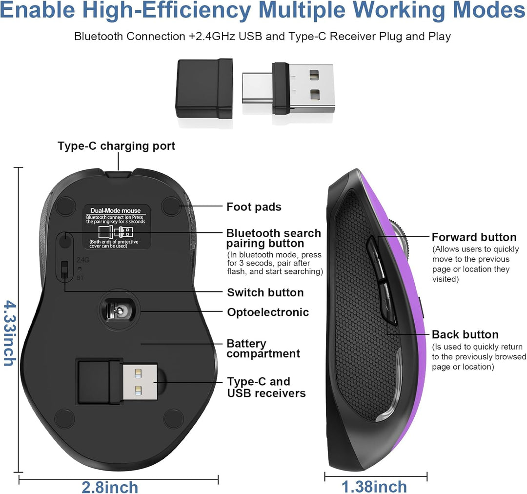Mouse para MacBook Mouse inalámbrico Bluetooth recargable para MacB...