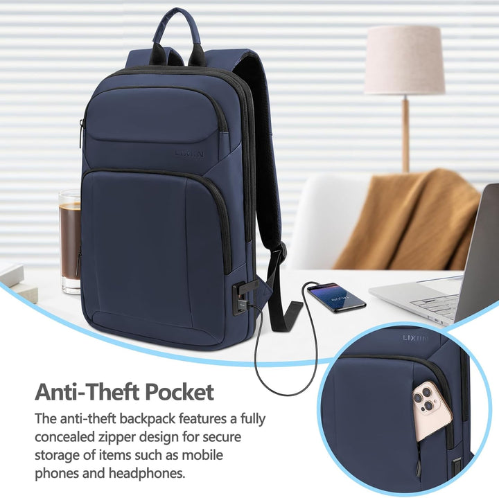 Lixiin Mochila para laptop para hombre, mochila de viaje expandible...