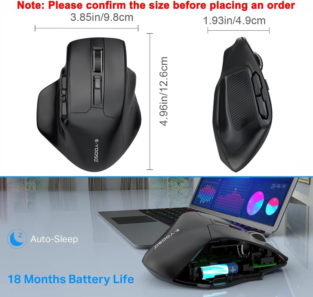 E-YOOSO - Mouse inalámbrico grande para manos grandes, X-31, USB in...
