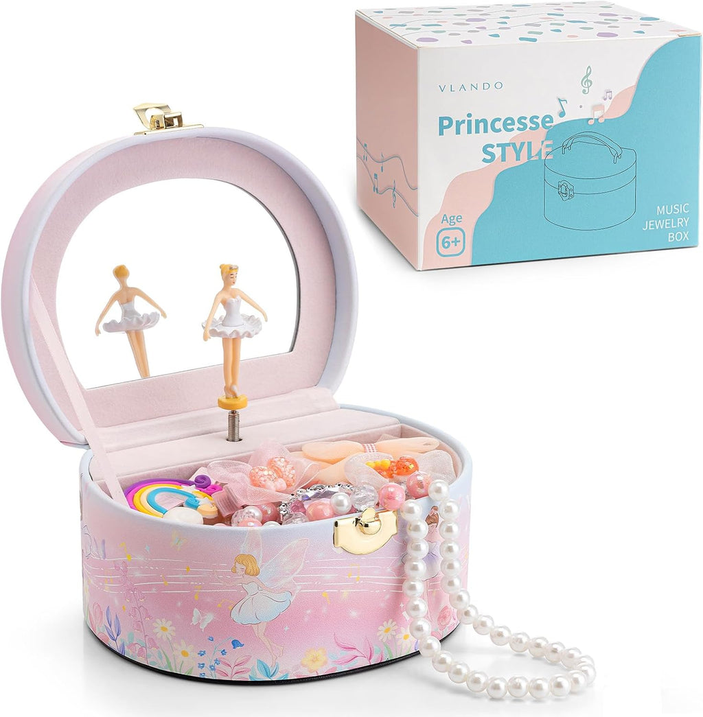 VLANDO Joyero musical para niñas, diseño de arco con bailarina giratoria