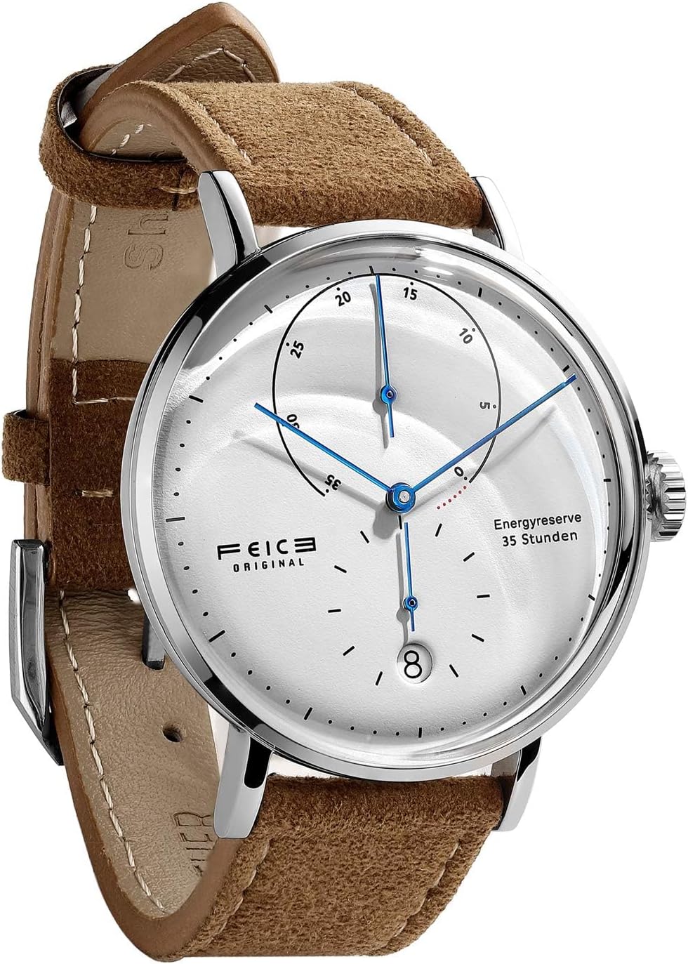 FEICE Reloj para Hombres Bauhaus Reloj Mecánico para Hombre Análogo Impermeable Automático Estilo Casual de Vestir con Espejo Convexo Correas de Cuero Fecha -FM202