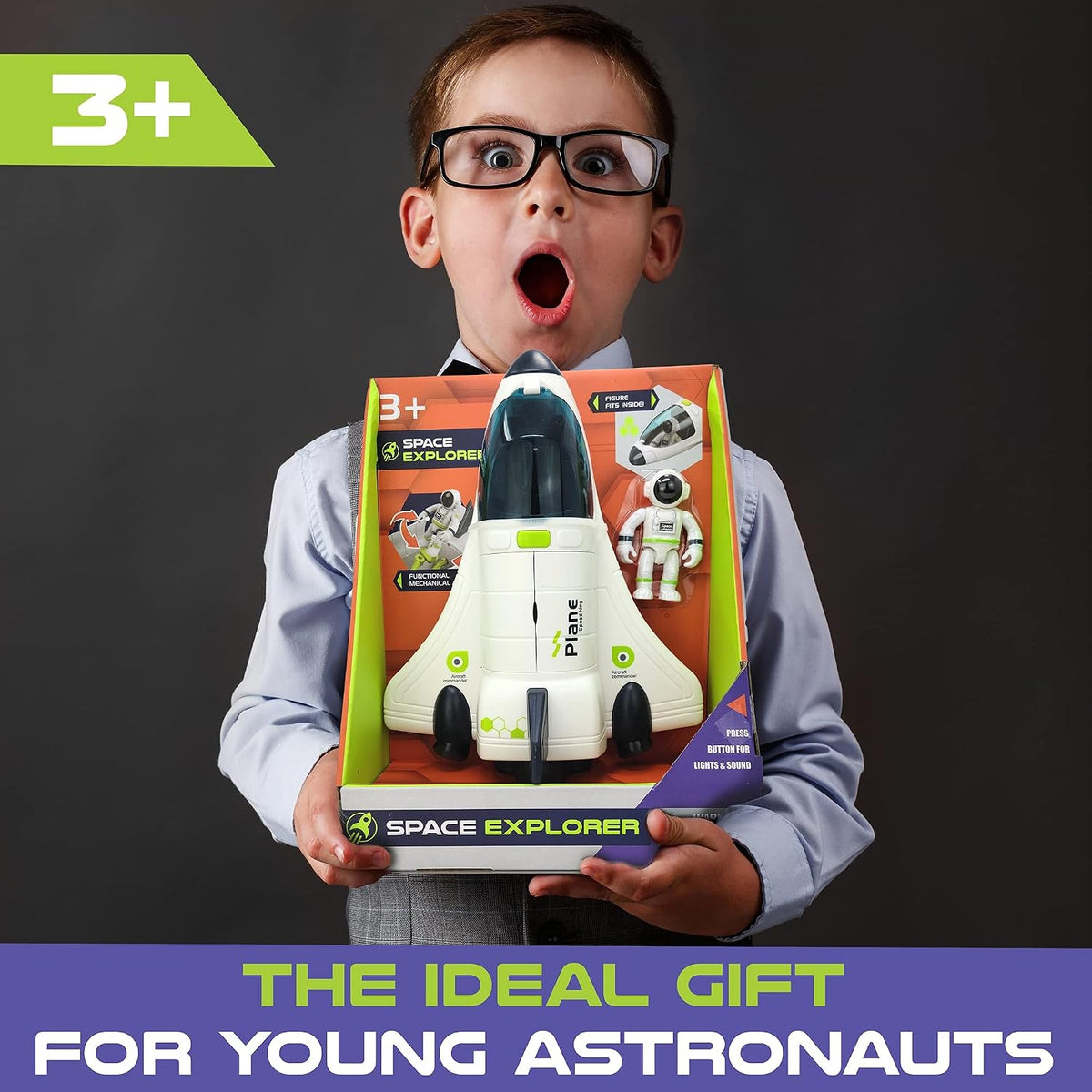 Transbordador espacial de juguete para niños de 3 a 5 años, cohete de juguete con astronauta