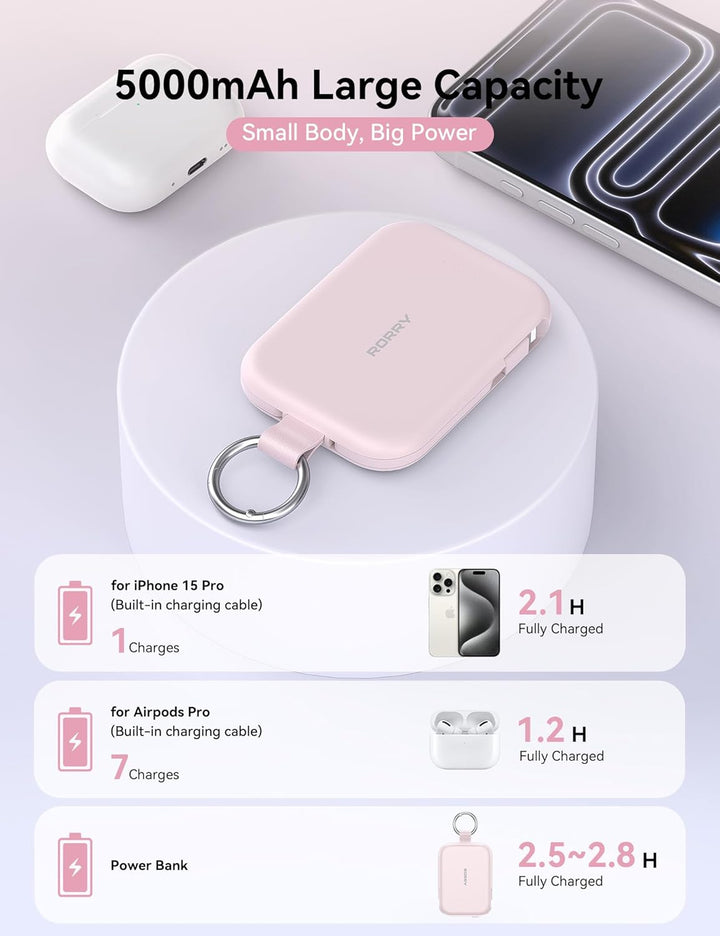 RORRY Cargador portátil, batería externa portátil de 5000mAh con ca...