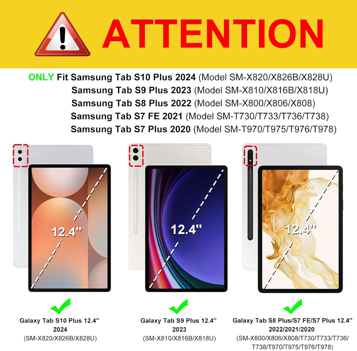 Fintie Funda para Samsung Galaxy Tab S10+/S9+/S8+/S7 FE/S7+ 12.4 pulgadas